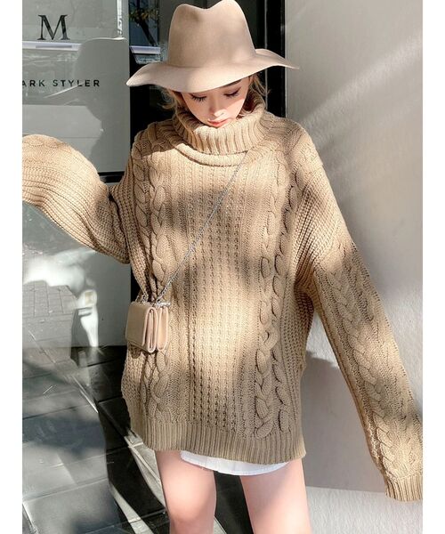 GYDA(ジェイダ)の「シャツアンサンブルタートルケーブルニット トップス(ニット/セーター・レディース・チャコールグレー/ベージュ/オフホワイト・FREE)」の3枚目の写真