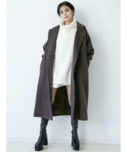 GYDA(ジェイダ)の「シャツアンサンブルタートルケーブルニット トップス(ニット/セーター・レディース・チャコールグレー/ベージュ/オフホワイト・FREE)」の21枚目の写真