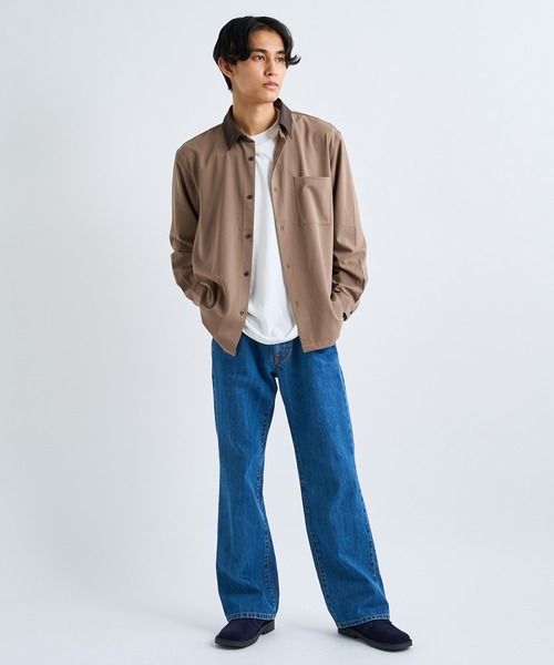 CIAOPANIC(チャオパニック)の「襟切り替えデザインドレープとろみシャツ(シャツ/ブラウス・メンズ・ブラック/ベージュ/グリーン・MEDIUM/LARGE)」の16枚目の写真