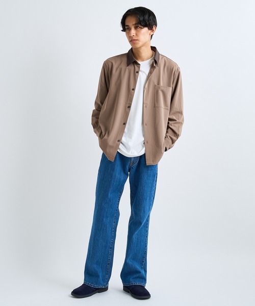 CIAOPANIC(チャオパニック)の「襟切り替えデザインドレープとろみシャツ(シャツ/ブラウス・メンズ・ブラック/ベージュ/グリーン・MEDIUM/LARGE)」の7枚目の写真