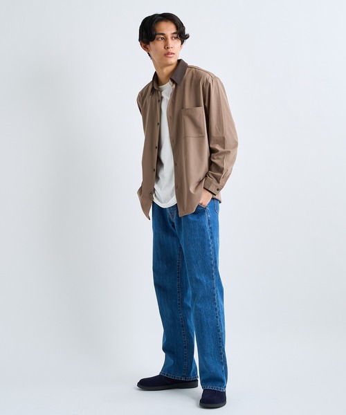 CIAOPANIC(チャオパニック)の「襟切り替えデザインドレープとろみシャツ(シャツ/ブラウス・メンズ・ブラック/ベージュ/グリーン・MEDIUM/LARGE)」の13枚目の写真