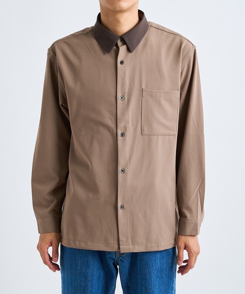 CIAOPANIC(チャオパニック)の「襟切り替えデザインドレープとろみシャツ(シャツ/ブラウス・メンズ・ブラック/ベージュ/グリーン・MEDIUM/LARGE)」の5枚目の写真