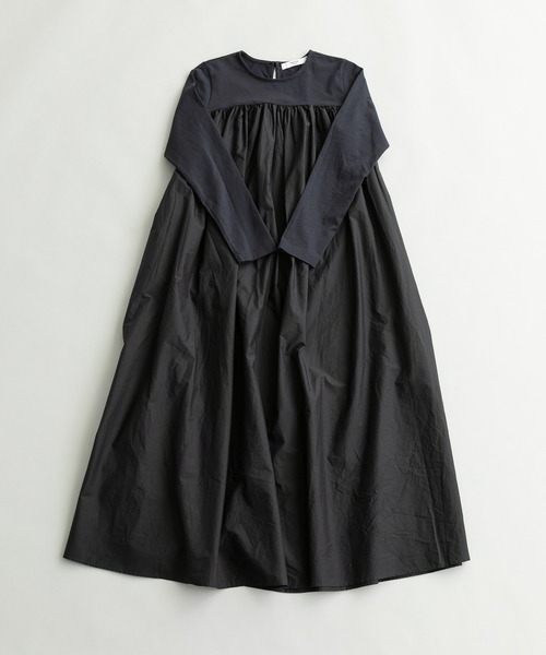 note et silence (ノートエシロンス)の「◇【 AMB100貨 】トルファンコットン コンボギャザーワンピース(ワンピース・レディース・グレー/ブラック/ネイビー・FREE)」の3枚目の写真