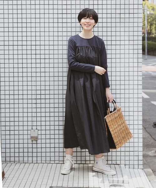 note et silence (ノートエシロンス)の「◇【 AMB100貨 】トルファンコットン コンボギャザーワンピース(ワンピース・レディース・グレー/ブラック/ネイビー・FREE)」の22枚目の写真