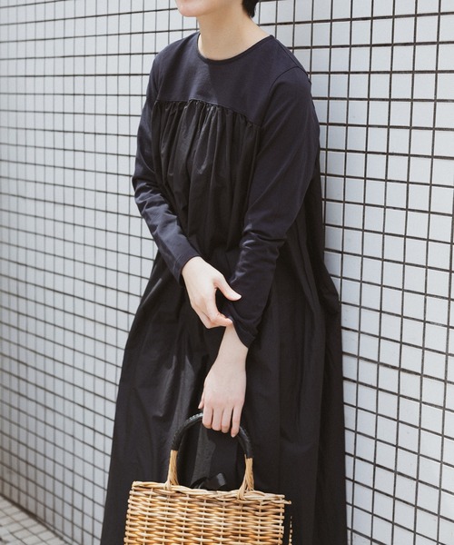 note et silence (ノートエシロンス)の「◇【 AMB100貨 】トルファンコットン コンボギャザーワンピース(ワンピース・レディース・グレー/ブラック/ネイビー・FREE)」の18枚目の写真