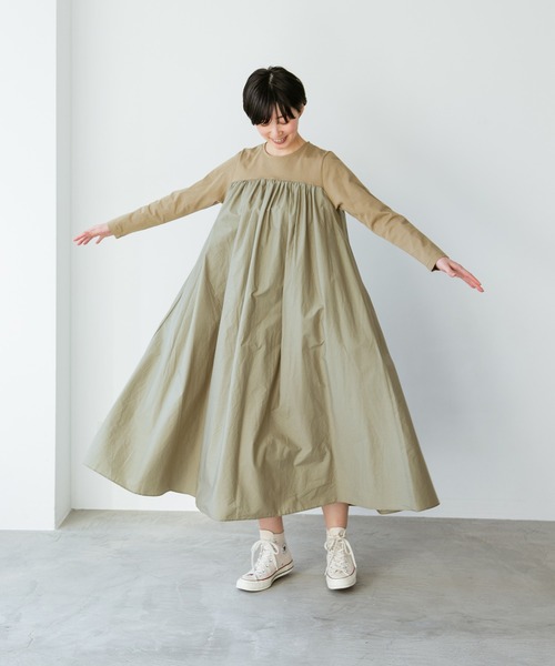 note et silence (ノートエシロンス)の「◇【 AMB100貨 】トルファンコットン コンボギャザーワンピース(ワンピース・レディース・グレー/ブラック/ネイビー・FREE)」の19枚目の写真