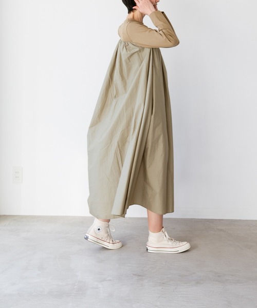 note et silence (ノートエシロンス)の「◇【 AMB100貨 】トルファンコットン コンボギャザーワンピース(ワンピース・レディース・グレー/ブラック/ネイビー・FREE)」の6枚目の写真