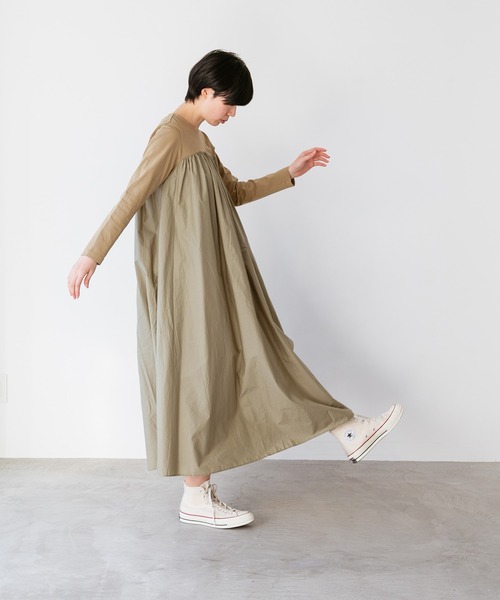 note et silence (ノートエシロンス)の「◇【 AMB100貨 】トルファンコットン コンボギャザーワンピース(ワンピース・レディース・グレー/ブラック/ネイビー・FREE)」の16枚目の写真