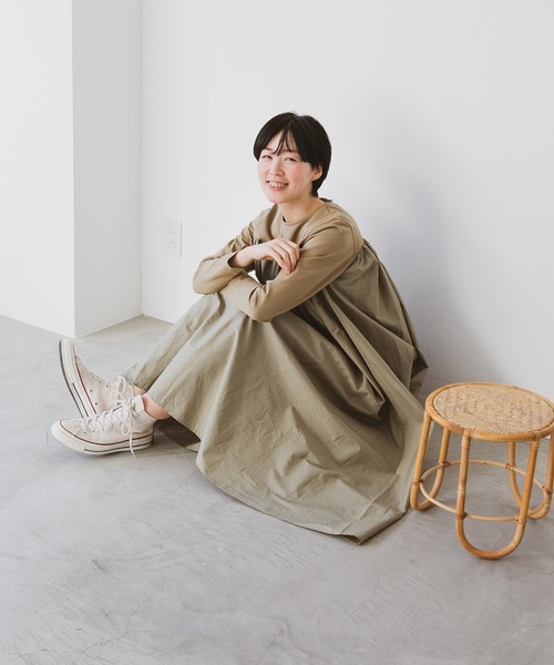 note et silence (ノートエシロンス)の「◇【 AMB100貨 】トルファンコットン コンボギャザーワンピース(ワンピース・レディース・グレー/ブラック/ネイビー・FREE)」の15枚目の写真
