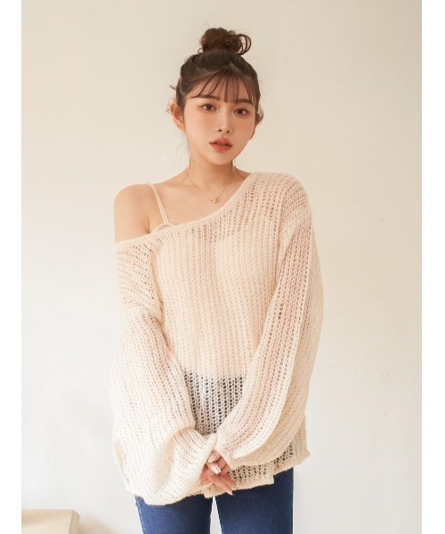 Darich（ダーリッチ）の「ファンシーヤーンボリュームニット（ニット/セーター・レディース・ホワイト/ブラック/ピンクベージュ・FREE）」の7枚目の写真