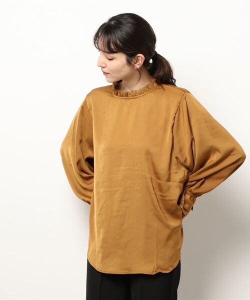 AMERICAN HOLIC(アメリカンホリック)の「スタンドフリルブラウス(シャツ/ブラウス・レディース・ドット/グレイッシュベージュ/キャメル/カーキ・M/L)」の6枚目の写真