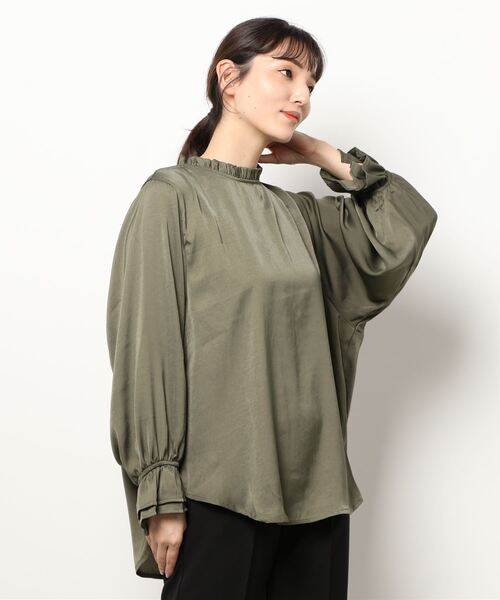 AMERICAN HOLIC(アメリカンホリック)の「スタンドフリルブラウス(シャツ/ブラウス・レディース・ドット/グレイッシュベージュ/キャメル/カーキ・M/L)」の8枚目の写真