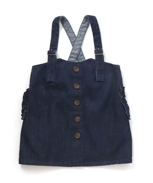 apres les cours(アプレレクール)の「WEB限定 ハイウエストポケットフリルジャンスカ(ジャンパースカート・キッズ・ブラック/ブラウン/インディゴブルー・120cm/110cm/80cm/100cm/140cm/130cm/90㎝)」の18枚目の写真