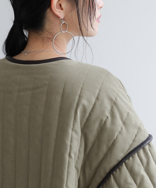 n'OrLABEL（ノアールレーベル）の「『ノーカラーラインキルティングコート』（ノーカラーコート・レディース・ライトカーキ/ブラック/アイボリー・FREE）」の21枚目の写真