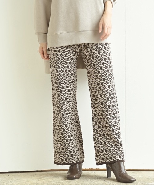 rps(アールピーエス)の「ジャガードニットパンツ(その他パンツ・レディース・ブラック系その他3/ブラウン/ブラック系その他2/ブラック・M)」の4枚目の写真