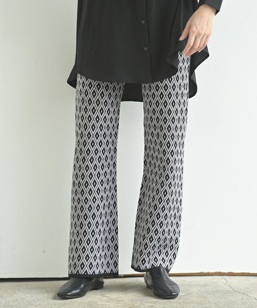 rps(アールピーエス)の「ジャガードニットパンツ(その他パンツ・レディース・ブラック系その他3/ブラウン/ブラック系その他2/ブラック・M)」の2枚目の写真
