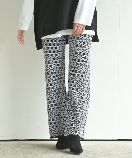 rps(アールピーエス)の「ジャガードニットパンツ(その他パンツ・レディース・ブラック系その他3/ブラウン/ブラック系その他2/ブラック・M)」の3枚目の写真