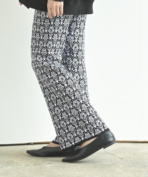 rps(アールピーエス)の「ジャガードニットパンツ(その他パンツ・レディース・ブラック系その他3/ブラウン/ブラック系その他2/ブラック・M)」の9枚目の写真