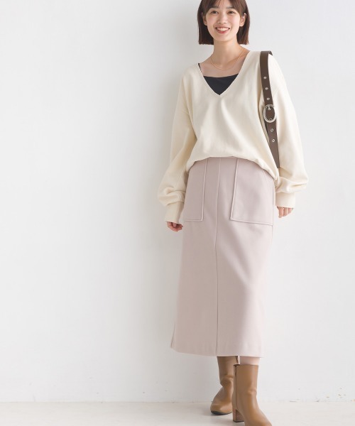 OMNES（オムネス）の「裏毛スウェット Vネックプルオーバー（ニット/セーター・レディース・ライトグレー/アイボリー/ブルーグレー/チャコール・FREE）」の8枚目の写真