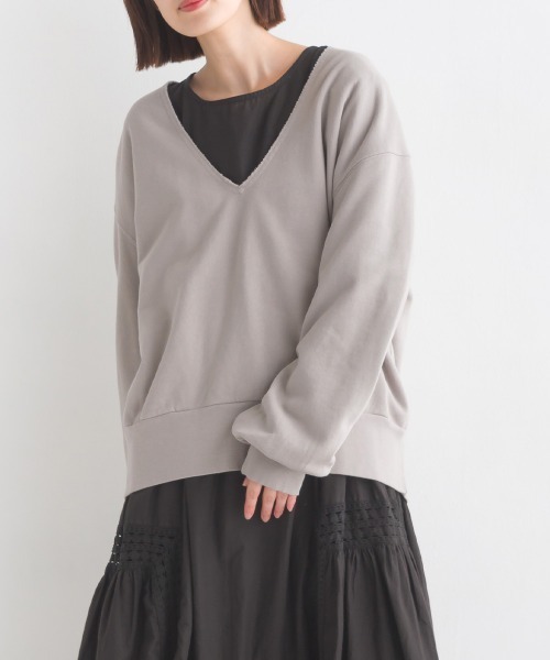 OMNES（オムネス）の「裏毛スウェット Vネックプルオーバー（ニット/セーター・レディース・ライトグレー/アイボリー/ブルーグレー/チャコール・FREE）」の19枚目の写真
