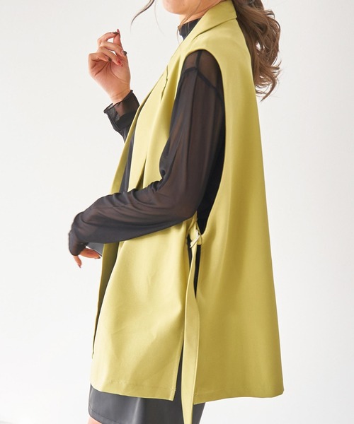 WEGO（ウィゴー）の「WEGO/ロングスリットベスト（テーラードジャケット・レディース・ブラック/グリーン/ライム/アイボリー/ライトベージュ・FREE）」の2枚目の写真