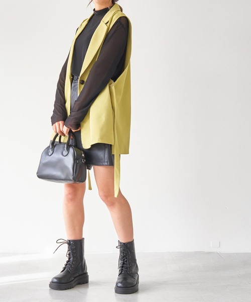 WEGO（ウィゴー）の「WEGO/ロングスリットベスト（テーラードジャケット・レディース・ブラック/グリーン/ライム/アイボリー/ライトベージュ・FREE）」の15枚目の写真