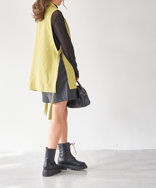 WEGO（ウィゴー）の「WEGO/ロングスリットベスト（テーラードジャケット・レディース・ブラック/グリーン/ライム/アイボリー/ライトベージュ・FREE）」の13枚目の写真