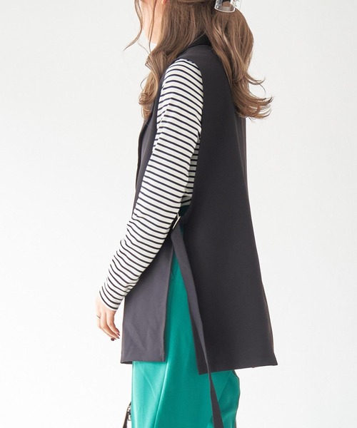 WEGO（ウィゴー）の「WEGO/ロングスリットベスト（テーラードジャケット・レディース・ブラック/グリーン/ライム/アイボリー/ライトベージュ・FREE）」の17枚目の写真