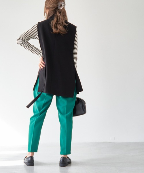 WEGO（ウィゴー）の「WEGO/ロングスリットベスト（テーラードジャケット・レディース・ブラック/グリーン/ライム/アイボリー/ライトベージュ・FREE）」の19枚目の写真