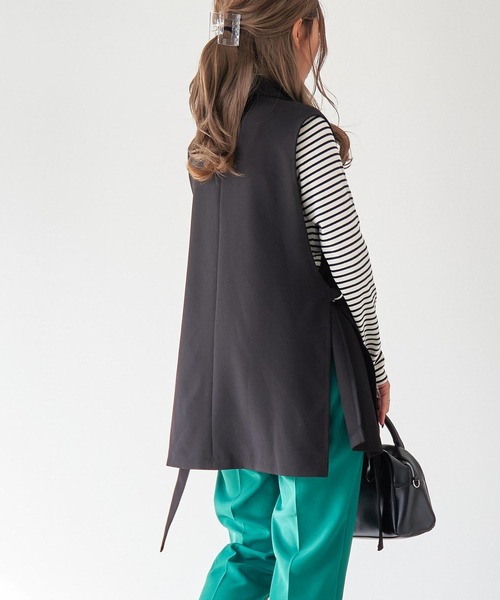 WEGO（ウィゴー）の「WEGO/ロングスリットベスト（テーラードジャケット・レディース・ブラック/グリーン/ライム/アイボリー/ライトベージュ・FREE）」の16枚目の写真