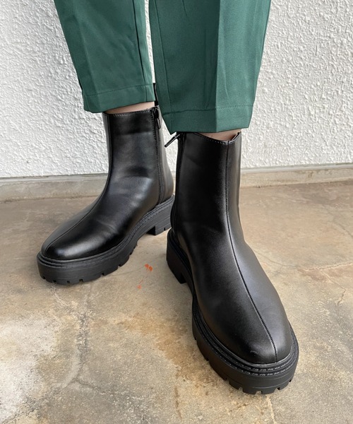 nemne store(ネンネストア)の「いわし雲がかかる厚底サイドゴアブーツ(ブーツ・レディース・ブラック/ダークブラウン・LL/S/M/L)」の2枚目の写真