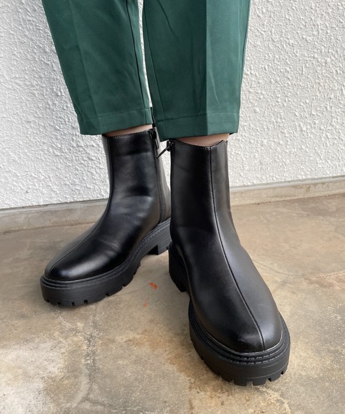 nemne store(ネンネストア)の「いわし雲がかかる厚底サイドゴアブーツ(ブーツ・レディース・ブラック/ダークブラウン・LL/S/M/L)」の13枚目の写真