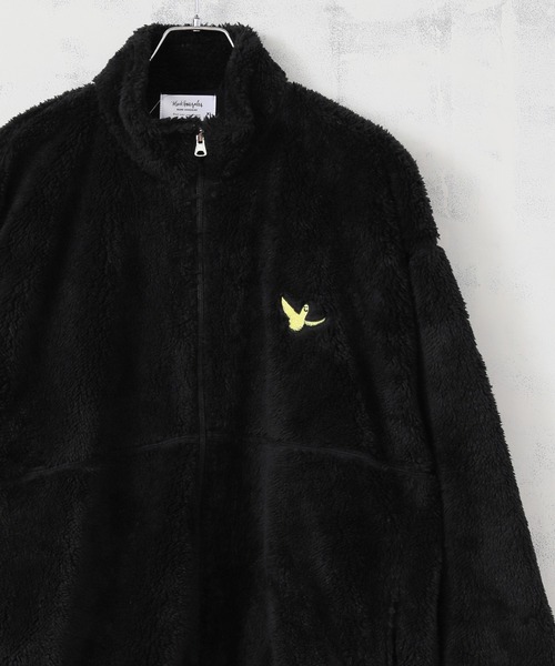 Mark Gonzales（マーク・ゴンザレス）の「【Mark Gonzales/マーク・ゴンザレス】ALWAYS GOOD TIME別注 ワンポイント スタンドネック ボアジップブルゾン（ブルゾン・メンズ・ブラック/ベージュ/アイボリー・MEDIUM/LARGE/X-LARGE）」の2枚目の写真