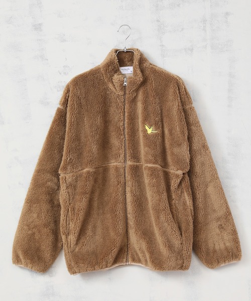 Mark Gonzales（マーク・ゴンザレス）の「【Mark Gonzales/マーク・ゴンザレス】ALWAYS GOOD TIME別注 ワンポイント スタンドネック ボアジップブルゾン（ブルゾン・メンズ・ブラック/ベージュ/アイボリー・MEDIUM/LARGE/X-LARGE）」の6枚目の写真