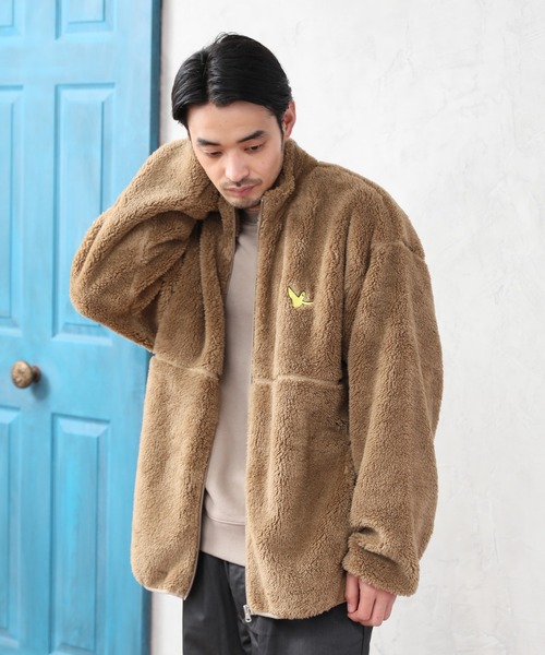 Mark Gonzales（マーク・ゴンザレス）の「【Mark Gonzales/マーク・ゴンザレス】ALWAYS GOOD TIME別注 ワンポイント スタンドネック ボアジップブルゾン（ブルゾン・メンズ・ブラック/ベージュ/アイボリー・MEDIUM/LARGE/X-LARGE）」の7枚目の写真