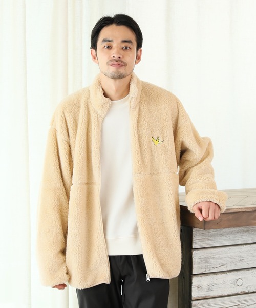 Mark Gonzales（マーク・ゴンザレス）の「【Mark Gonzales/マーク・ゴンザレス】ALWAYS GOOD TIME別注 ワンポイント スタンドネック ボアジップブルゾン（ブルゾン・メンズ・ブラック/ベージュ/アイボリー・MEDIUM/LARGE/X-LARGE）」の9枚目の写真