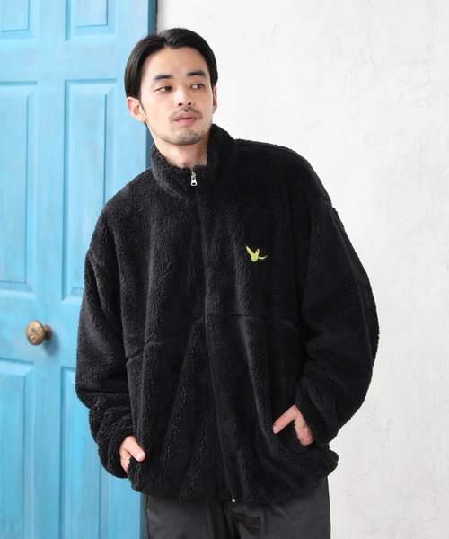 Mark Gonzales（マーク・ゴンザレス）の「【Mark Gonzales/マーク・ゴンザレス】ALWAYS GOOD TIME別注 ワンポイント スタンドネック ボアジップブルゾン（ブルゾン・メンズ・ブラック/ベージュ/アイボリー・MEDIUM/LARGE/X-LARGE）」の13枚目の写真