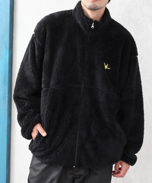 Mark Gonzales（マーク・ゴンザレス）の「【Mark Gonzales/マーク・ゴンザレス】ALWAYS GOOD TIME別注 ワンポイント スタンドネック ボアジップブルゾン（ブルゾン・メンズ・ブラック/ベージュ/アイボリー・MEDIUM/LARGE/X-LARGE）」の14枚目の写真