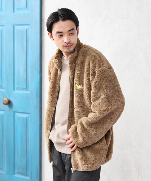 Mark Gonzales（マーク・ゴンザレス）の「【Mark Gonzales/マーク・ゴンザレス】ALWAYS GOOD TIME別注 ワンポイント スタンドネック ボアジップブルゾン（ブルゾン・メンズ・ブラック/ベージュ/アイボリー・MEDIUM/LARGE/X-LARGE）」の17枚目の写真