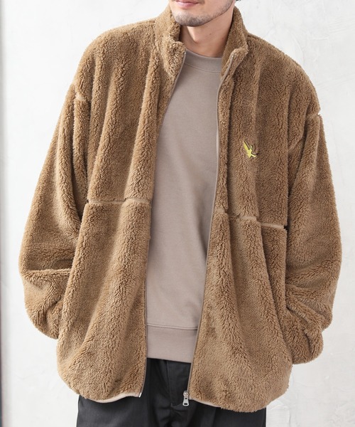 Mark Gonzales（マーク・ゴンザレス）の「【Mark Gonzales/マーク・ゴンザレス】ALWAYS GOOD TIME別注 ワンポイント スタンドネック ボアジップブルゾン（ブルゾン・メンズ・ブラック/ベージュ/アイボリー・MEDIUM/LARGE/X-LARGE）」の18枚目の写真