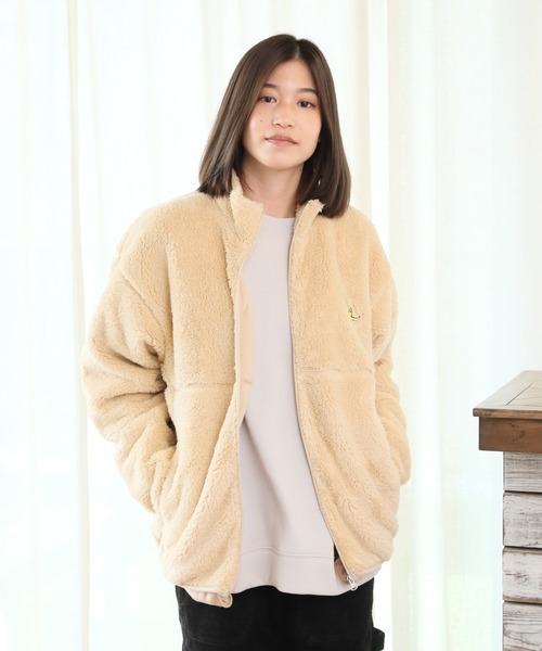 Mark Gonzales（マーク・ゴンザレス）の「【Mark Gonzales/マーク・ゴンザレス】ALWAYS GOOD TIME別注 ワンポイント スタンドネック ボアジップブルゾン（ブルゾン・メンズ・ブラック/ベージュ/アイボリー・MEDIUM/LARGE/X-LARGE）」の11枚目の写真