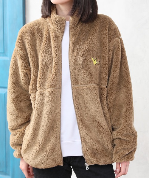 Mark Gonzales（マーク・ゴンザレス）の「【Mark Gonzales/マーク・ゴンザレス】ALWAYS GOOD TIME別注 ワンポイント スタンドネック ボアジップブルゾン（ブルゾン・メンズ・ブラック/ベージュ/アイボリー・MEDIUM/LARGE/X-LARGE）」の20枚目の写真
