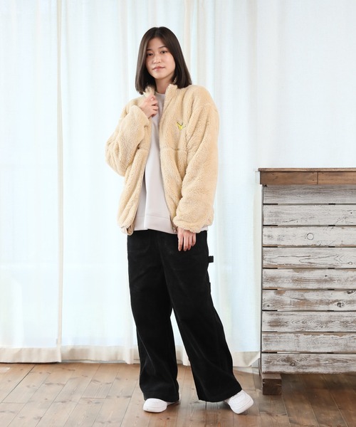 Mark Gonzales（マーク・ゴンザレス）の「【Mark Gonzales/マーク・ゴンザレス】ALWAYS GOOD TIME別注 ワンポイント スタンドネック ボアジップブルゾン（ブルゾン・メンズ・ブラック/ベージュ/アイボリー・MEDIUM/LARGE/X-LARGE）」の22枚目の写真