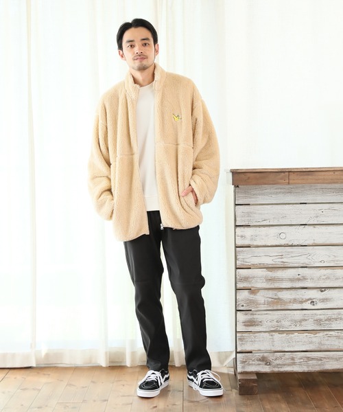 Mark Gonzales（マーク・ゴンザレス）の「【Mark Gonzales/マーク・ゴンザレス】ALWAYS GOOD TIME別注 ワンポイント スタンドネック ボアジップブルゾン（ブルゾン・メンズ・ブラック/ベージュ/アイボリー・MEDIUM/LARGE/X-LARGE）」の21枚目の写真