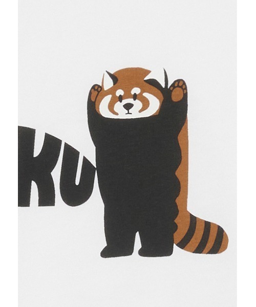 Design Tshirts Store graniph（デザイン　ティーシャツ　ストア　グラニフ）の「スレットレッドパンダ｜長袖Tシャツ（Tシャツ/カットソー・メンズ・ホワイト・SMALL/MEDIUM/LARGE/X-LARGE/X-SMALL）」の2枚目の写真
