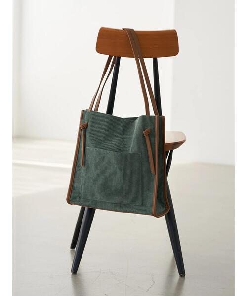 earth music&ecology（アースミュージックアンドエコロジー）の「コーデュロイトートバッグ＊（トートバッグ・レディース・ブラウン/グリーン/ライトベージュ・FREE）」の6枚目の写真
