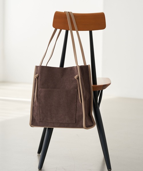 earth music&ecology（アースミュージックアンドエコロジー）の「コーデュロイトートバッグ＊（トートバッグ・レディース・ブラウン/グリーン/ライトベージュ・FREE）」の2枚目の写真