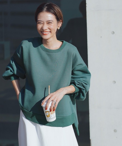 KOBE LETTUCE（コウベレタス）の「[ eriさんコラボ ]裏起毛ボリュームスリーブスウェット[C5730]（スウェット・レディース・ブラウン/オフホワイト/ピンク/グリーン・FREE）」の3枚目の写真