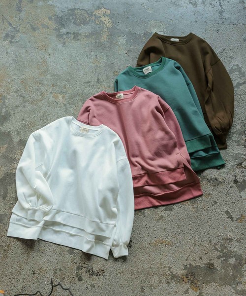 KOBE LETTUCE（コウベレタス）の「[ eriさんコラボ ]裏起毛ボリュームスリーブスウェット[C5730]（スウェット・レディース・ブラウン/オフホワイト/ピンク/グリーン・FREE）」の5枚目の写真