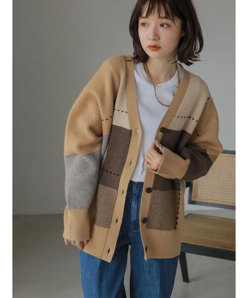 AMERICAN HOLIC（アメリカンホリック）の「ダブルジャガードチェックカーディガン（カーディガン/ボレロ・レディース・マルチ・FREE）」の4枚目の写真